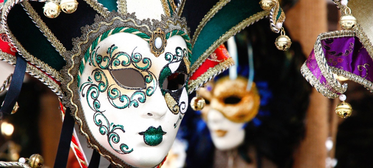 colourful masks from the venice carnival.